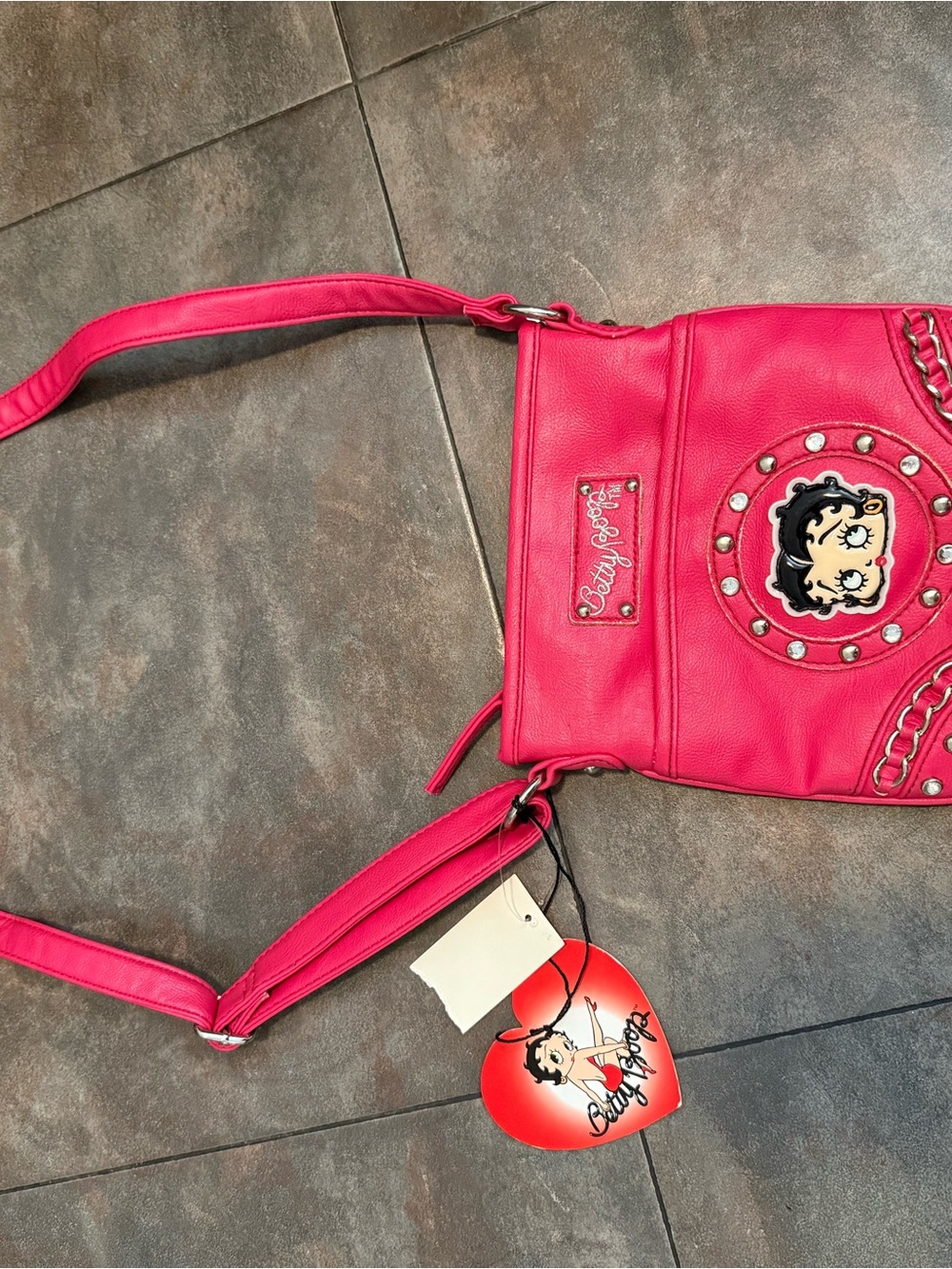Betty Boop Hot Pink Crossbody Mini Bag with Character Patch